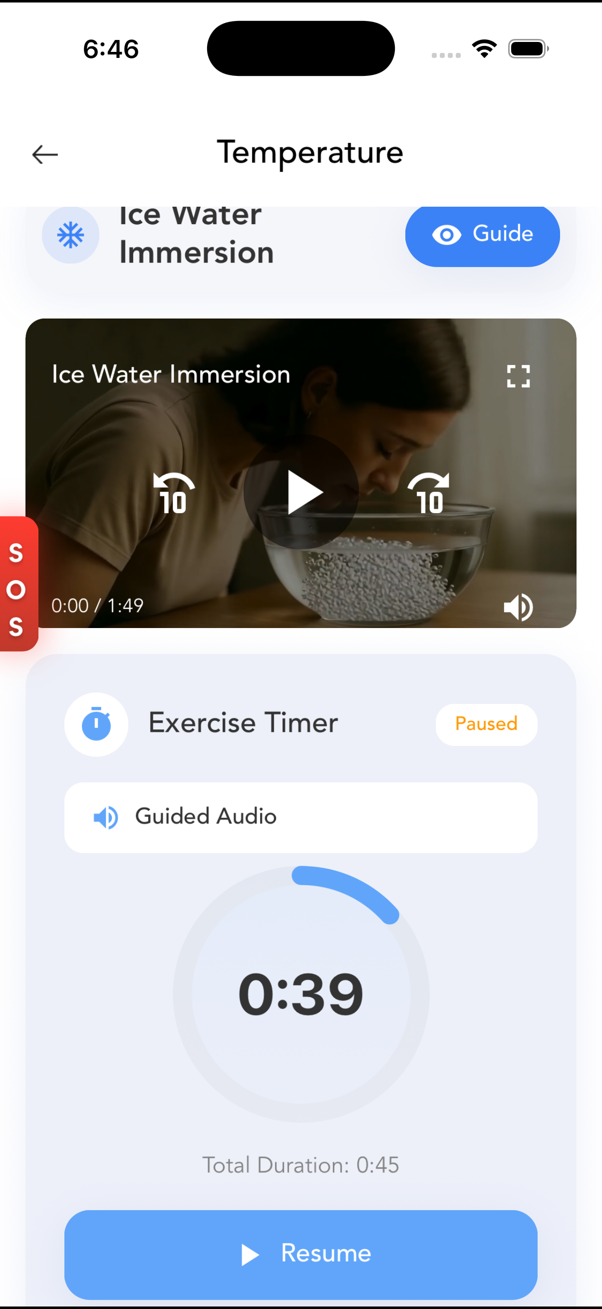 Ice Water Immersion practice with video and timer